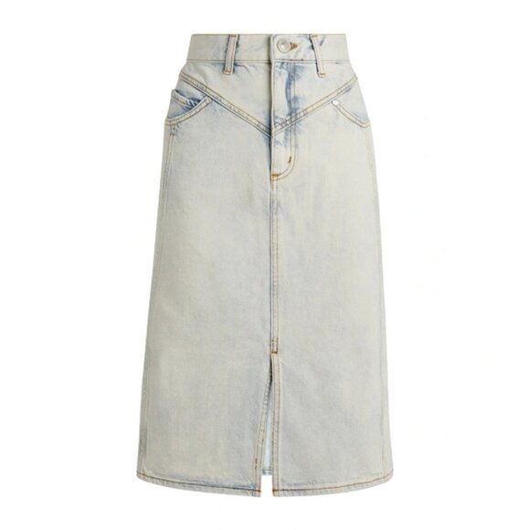 NWT Sandro high waisted faded wash denim midi skirt, XS - Picture 8 of 12